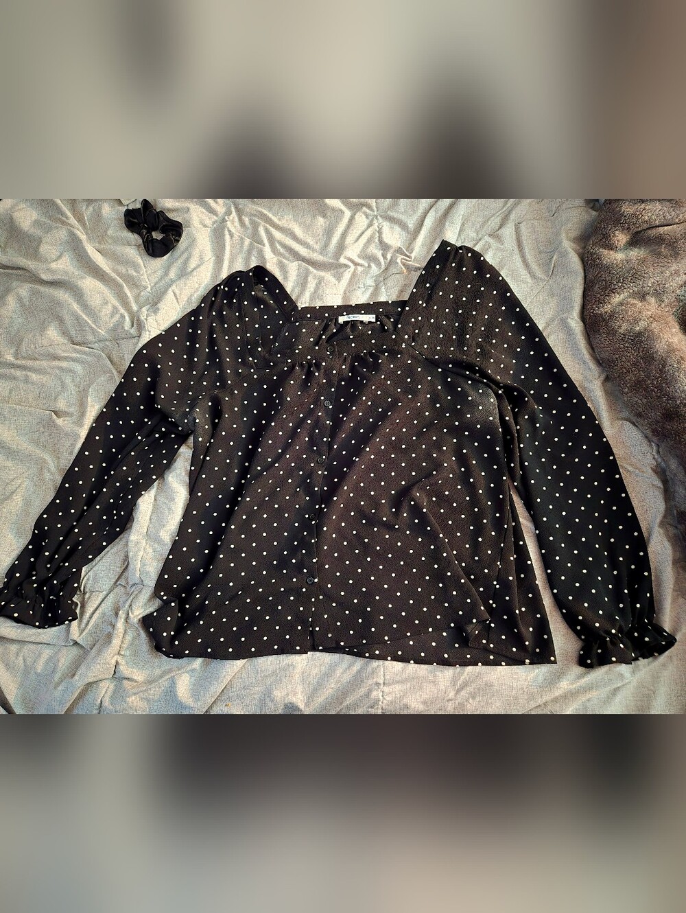 Ricki’s Black White Polka Dot Button Front Blouse | Size XL
